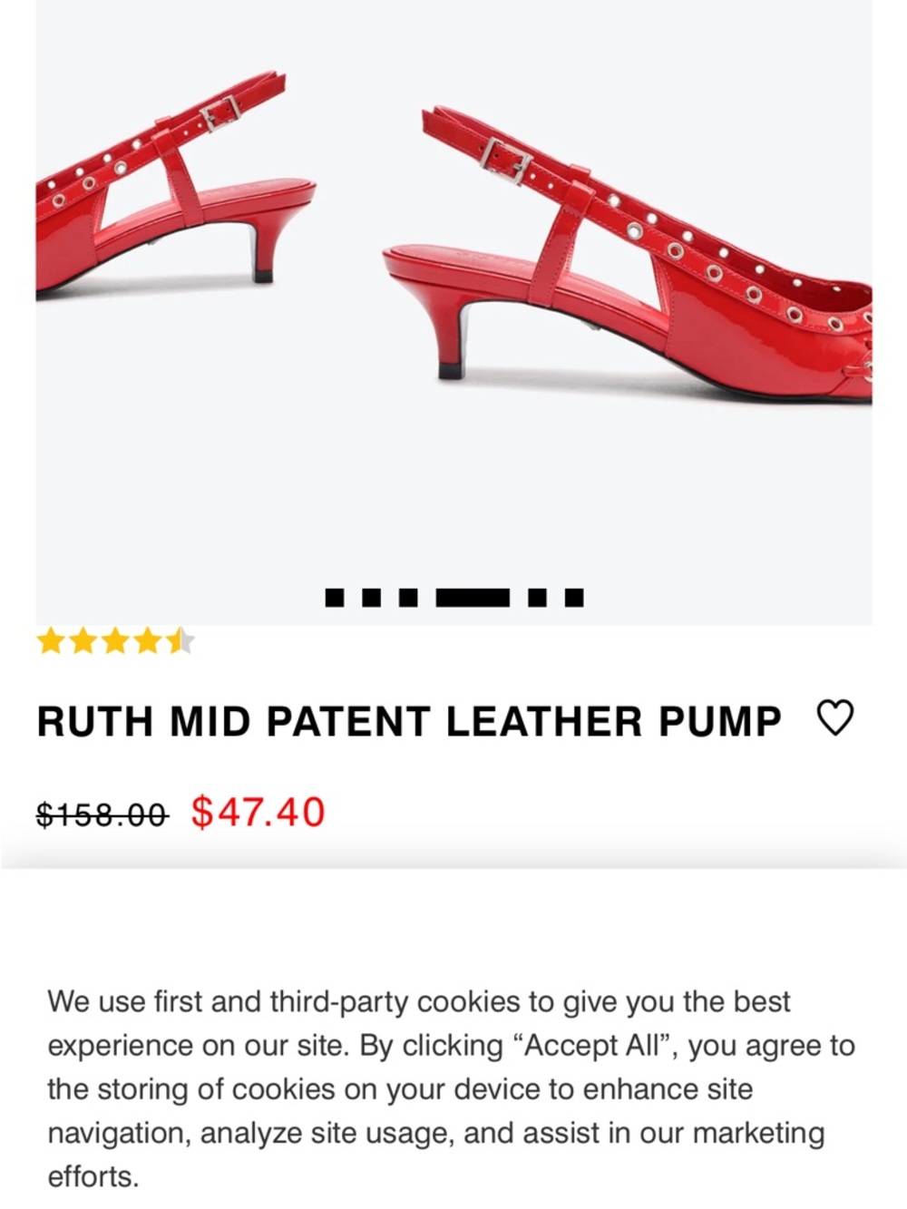 SCHUTZ Red Patent Slingback Pointed-Toe Kitten Heel with Eyelet Lace Detail - Picture 6 of 6